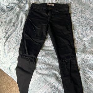 Top shop Leigh black distressed skinny jeans